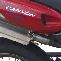 Scarico compatibile con Cagiva Navigator 1000 2000-2005, Trioval, Coppia di terminali di scarico omologati, forniti con db killer removibili e raccordi specifici