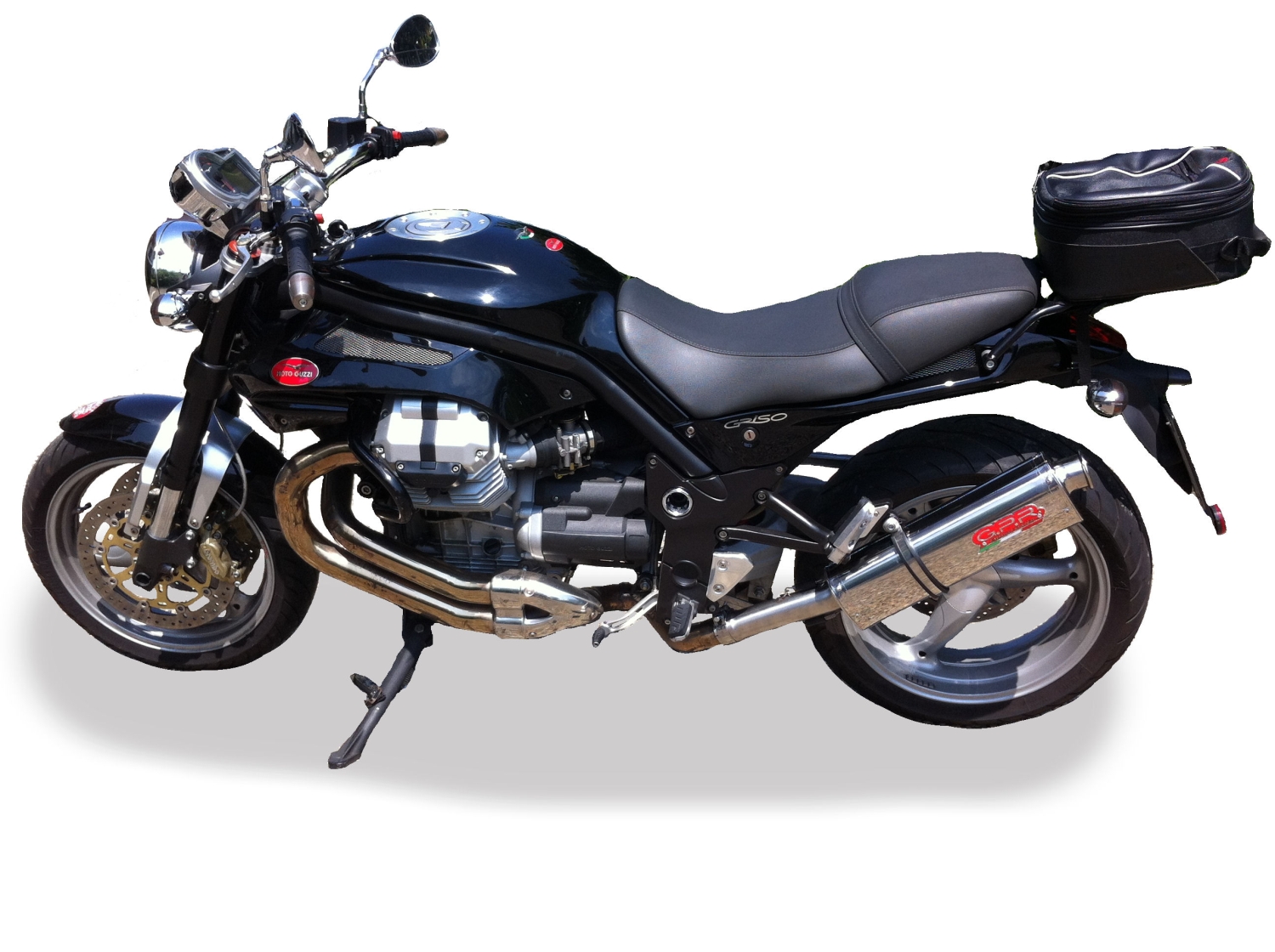 Scarico compatibile con Moto Guzzi Griso 1200 8V 2007-2016, Trioval, Terminale di scarico omologato, fornito con db killer estraibile, catalizzatore e raccordo specifico