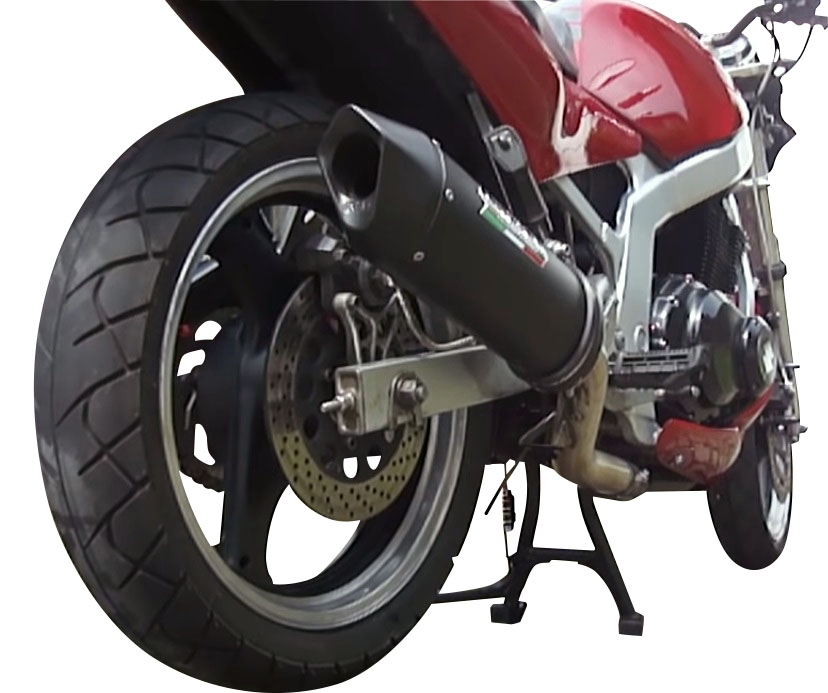 Exhaust system compatible with Suzuki Gs 500 E - F 1989-2007, Furore Poppy, Homologated legal slip-on exhaust including removable db killer and link pipe 