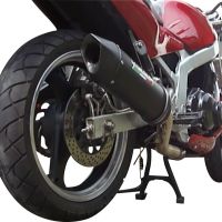Exhaust system compatible with Suzuki Gs 500 E - F 1989-2007, Furore Nero, Homologated legal slip-on exhaust including removable db killer and link pipe 