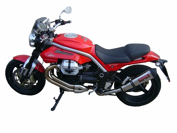 Scarico compatibile con Moto Guzzi Griso 1100 2005-2008, Gpe Ann. titanium, Terminale di scarico omologato, fornito con db killer estraibile, catalizzatore e raccordo specifico