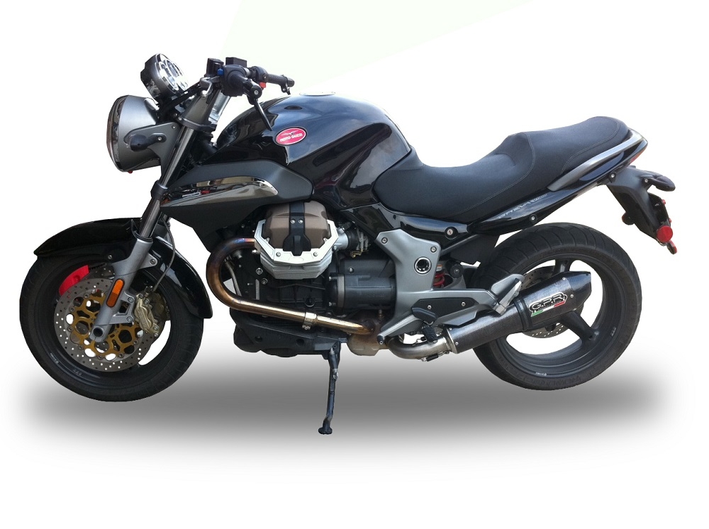 Exhaust system compatible with Moto Guzzi Breva 1100 4V 2005-2010, Gpe Ann. Poppy, Homologated legal slip-on exhaust including removable db killer and link pipe 