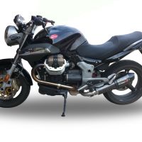 Exhaust system compatible with Moto Guzzi Breva 1100 4V 2005-2010, Gpe Ann. Poppy, Homologated legal slip-on exhaust including removable db killer and link pipe 
