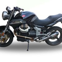 Scarico compatibile con Moto Guzzi Breva 1100 4V 2005-2010, Gpe Ann. Poppy, Scarico omologato, silenziatore con db killer estraibile e raccordo specifico