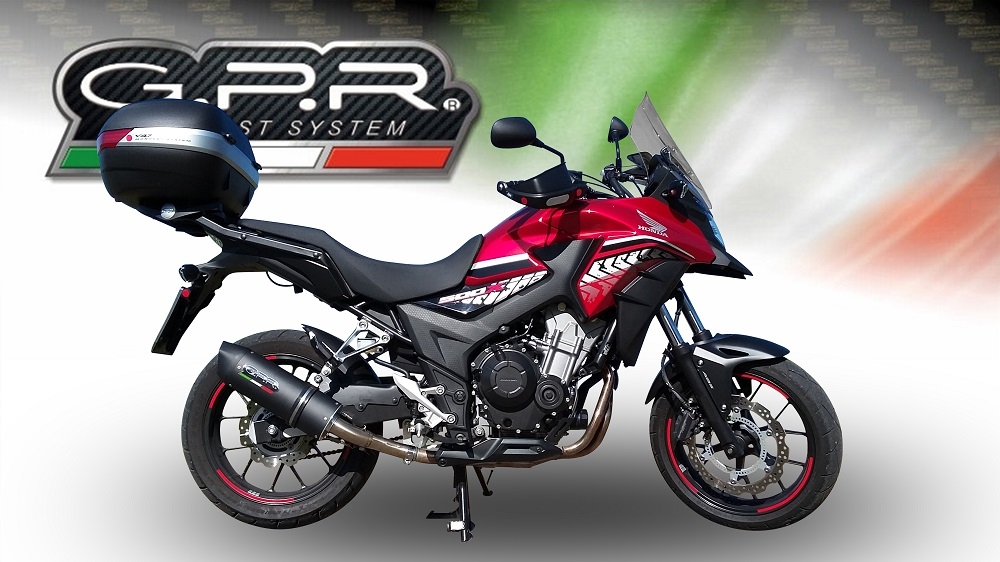 Scarico compatibile con Honda Cb 400 X 2019-2025, Furore Evo4 Nero, Scarico omologato, silenziatore con db killer estraibile e raccordo specifico