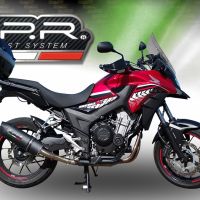 Exhaust system compatible with Honda Cb 500 X 2019-2024, Furore Evo4 Nero, Homologated legal slip-on exhaust including removable db killer and link pipe 