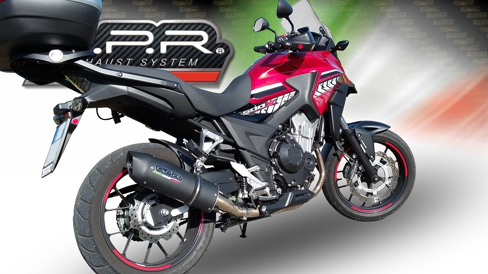 Scarico compatibile con Honda Cb 400 X 2019-2025, Furore Evo4 Nero, Scarico omologato, silenziatore con db killer estraibile e raccordo specifico