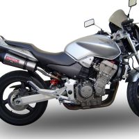 Exhaust system compatible with Honda Hornet 900 - Cb 900 F 2002-2005, Gpe Ann. titanium, Dual Homologated legal slip-on exhaust including removable db killers and link pipes 