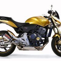 Scarico compatibile con Honda Hornet Cb 600 F 2007-2014, Gpe Ann. titanium, Scarico omologato, silenziatore con db killer estraibile e raccordo specifico