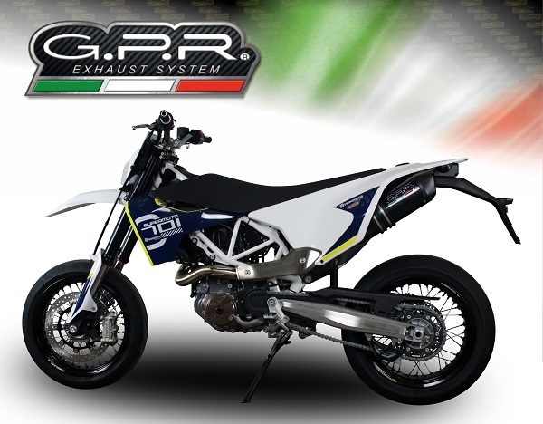 Exhaust compatible with Husqvarna Enduro 701 2021-2024, Furore Evo4 Nero, Homologated legal slip-on exhaust including removable db killer, link pipe and catalyst 
