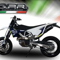 Exhaust compatible with Husqvarna Enduro 701 2021-2024, Furore Evo4 Nero, Homologated legal slip-on exhaust including removable db killer, link pipe and catalyst 