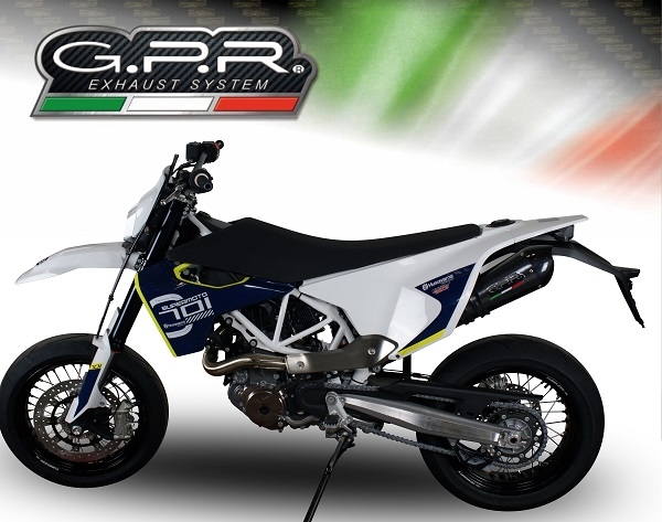 Scarico compatibile con Husqvarna Supermoto 701 2021-2024, GP Evo4 Poppy, Terminale di scarico omologato,fornito con db killer estraibile,catalizzatore e collettore