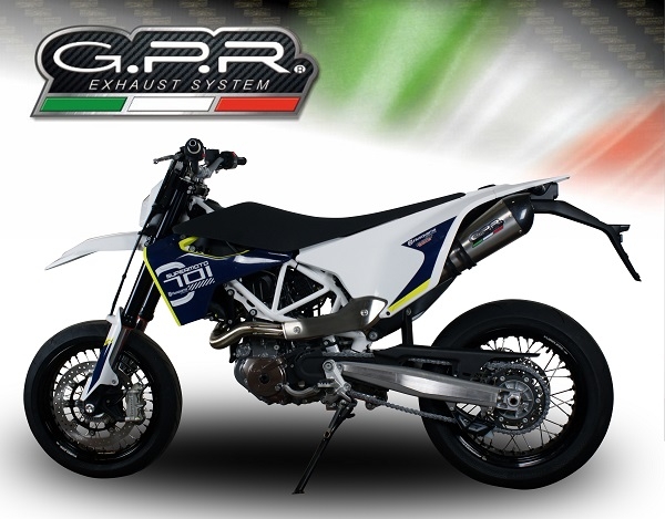 Scarico compatibile con Husqvarna Enduro 701 2015-2016, Gpe Ann. titanium, Terminale di scarico omologato, fornito con db killer estraibile, catalizzatore e raccordo specifico