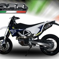 Scarico compatibile con Husqvarna Enduro 701 2015-2016, Gpe Ann. titanium, Terminale di scarico omologato, fornito con db killer estraibile, catalizzatore e raccordo specifico