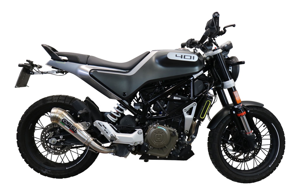Exhaust compatible with Husqvarna Svartpilen 401 2020-2020, Powercone Evo, Homologated legal slip-on exhaust including removable db killer and link pipe 