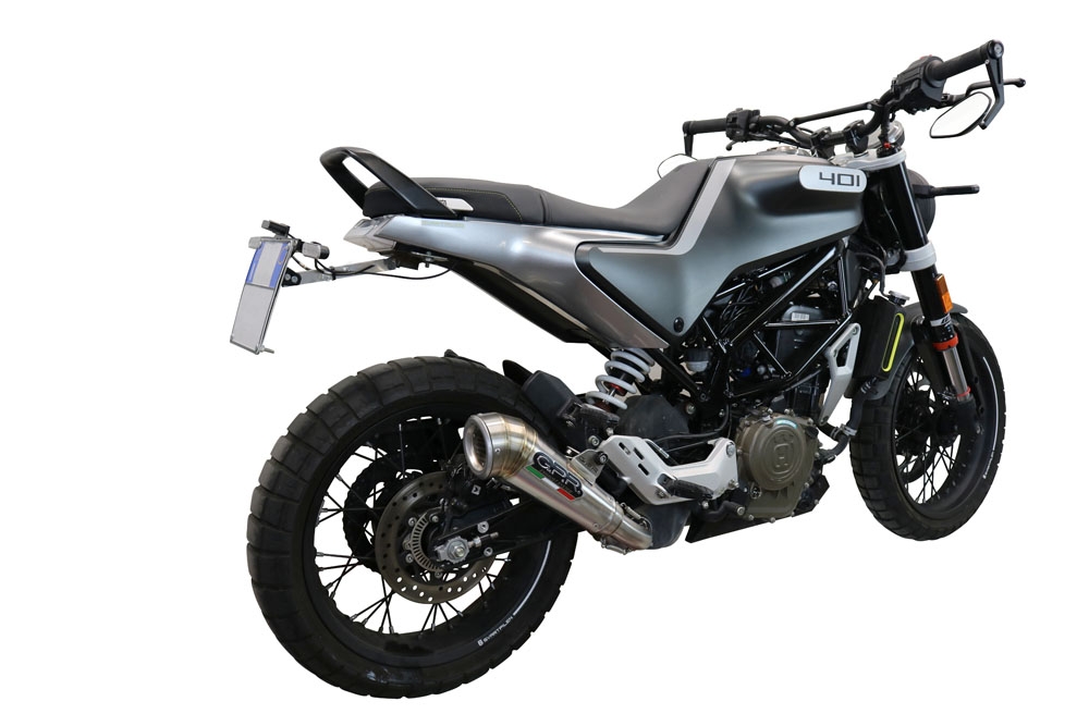 Exhaust compatible with Husqvarna Svartpilen 401 2020-2020, Powercone Evo, Homologated legal slip-on exhaust including removable db killer and link pipe 