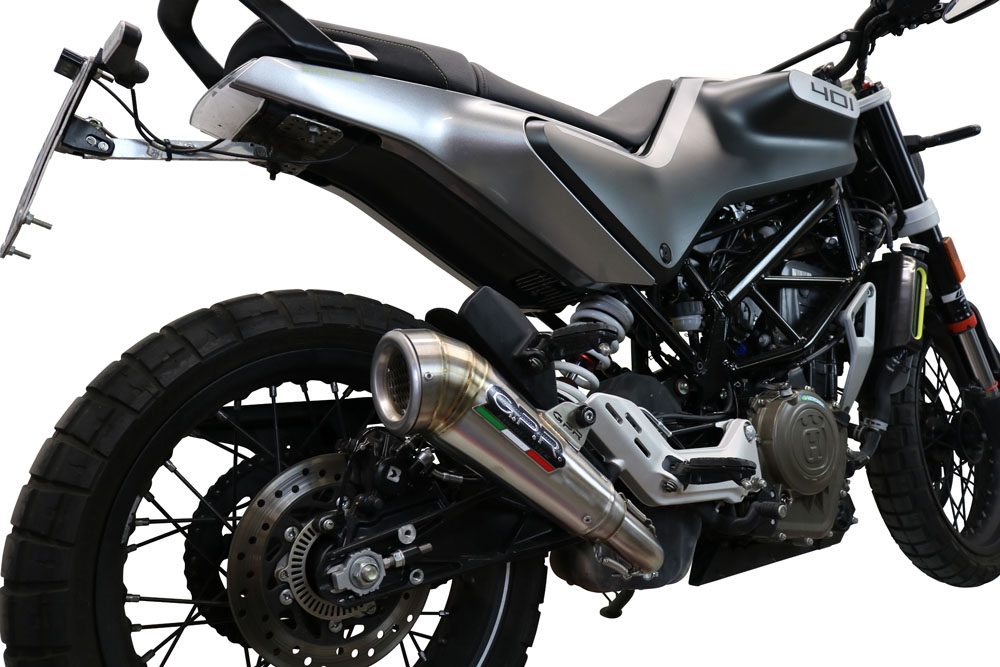 Exhaust compatible with Husqvarna Svartpilen 401 2020-2020, Powercone Evo, Homologated legal slip-on exhaust including removable db killer and link pipe 