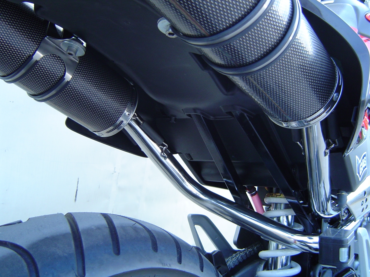 Scarico compatibile con Honda Fmx 650 2005-2008, Inox Tondo, Coppia di terminali di scarico omologati, forniti con db killer removibili e raccordi specifici