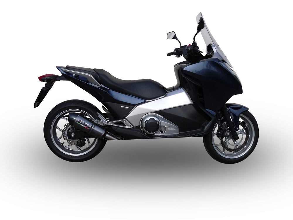 Scarico compatibile con Honda Integra 700 2012-2013, Gpe Ann. Poppy, Scarico omologato, silenziatore con db killer estraibile e raccordo specifico
