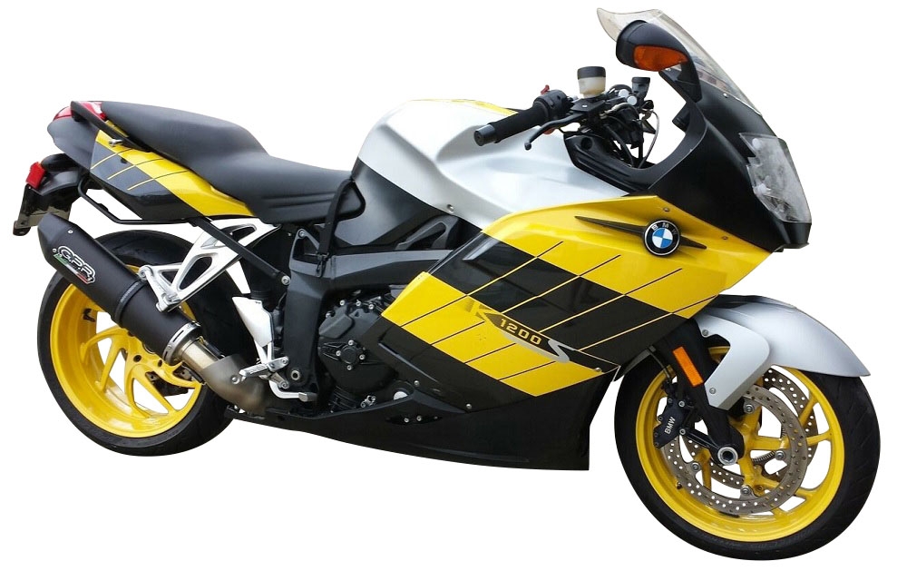 Scarico compatibile con Bmw K 1200 S -R 2004-2008, Furore Nero, Terminale di scarico omologato,fornito con db killer estraibile,catalizzatore e collettore