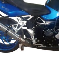 Exhaust system compatible with Bmw K 1200 S - R 2004-2008, M3 Titanium Natural, Homologated legal slip-on exhaust including removable db killer, link pipe and catalyst 