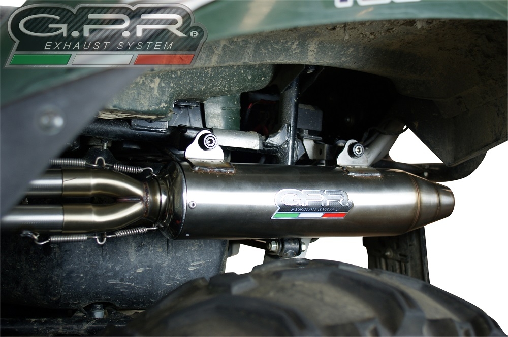 Exhaust system compatible with Kawasaki KVF 750 2008-2011, Deeptone Atv, Homologated legal full system exhaust, including removable db killer 