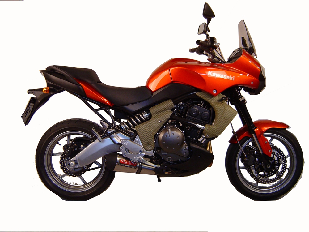 Scarico compatibile con Kawasaki Versys 650 2006-2014, Gpe Ann. titanium, Scarico omologato, silenziatore con db killer estraibile e raccordo specifico
