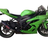 Scarico compatibile con Kawasaki ZX-6 R-RR 2009-2025, Gpe Ann. Poppy, Scarico omologato, silenziatore con db killer estraibile e raccordo specifico