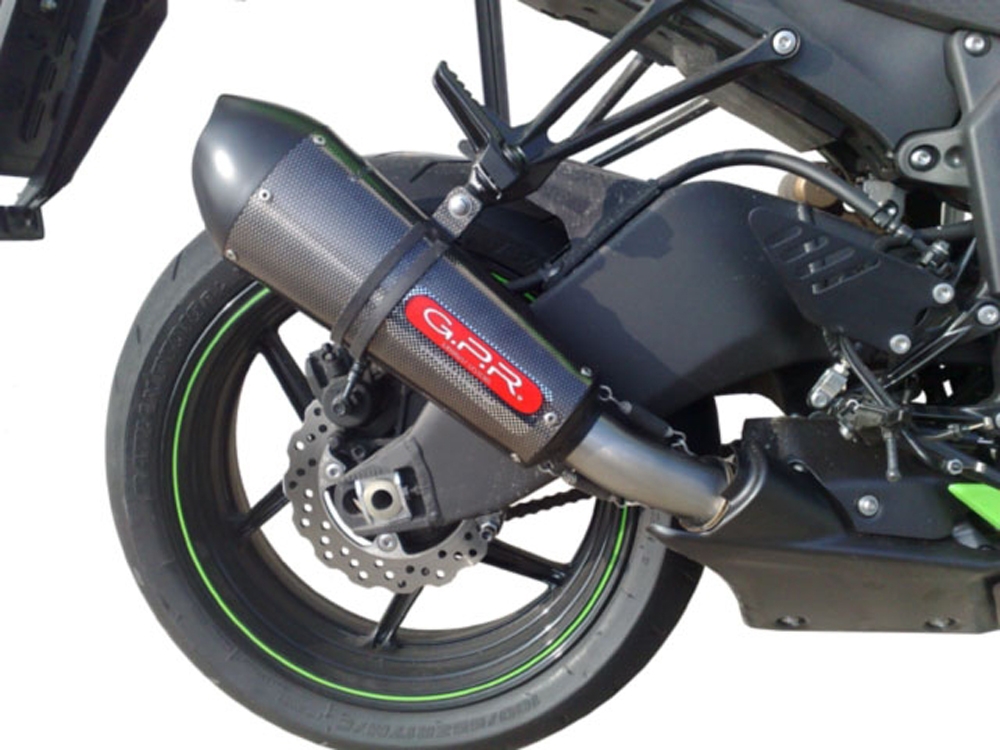 Scarico compatibile con Kawasaki ZX-6 R-RR 2009-2025, Gpe Ann. Poppy, Scarico omologato, silenziatore con db killer estraibile e raccordo specifico