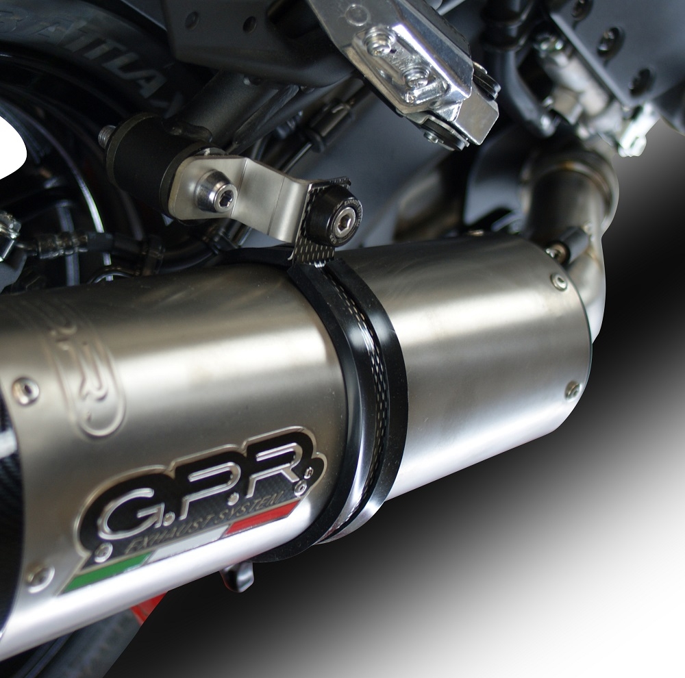 Exhaust system compatible with Kawasaki Versys 1000 I.E. 2017-2018, GP Evo4 Poppy, Homologated legal slip-on exhaust including removable db killer and link pipe 
