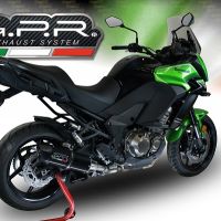 Exhaust compatible with Kawasaki Versys 1000 I.E. 2017-2018, Furore Evo4 Nero, Homologated legal slip-on exhaust including removable db killer and link pipe 