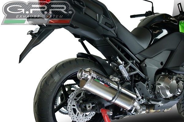 Exhaust compatible with Kawasaki Versys 1000 I.E. 2011-2013, Trioval, Homologated legal slip-on exhaust including removable db killer and link pipe 