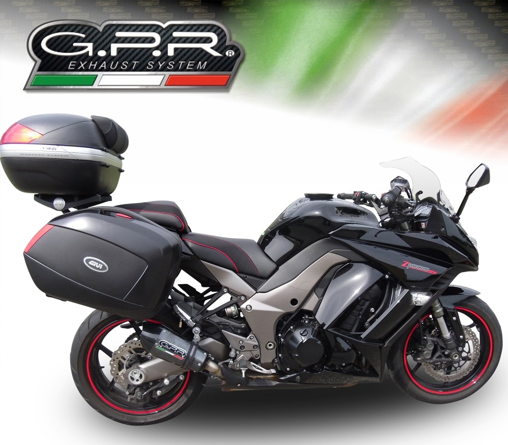 Scarico compatibile con Kawasaki Z 1000 Sx 2011-2016, Gpe Ann. Poppy, Coppia di terminali di scarico omologati, forniti con db killer removibili e raccordi specifici