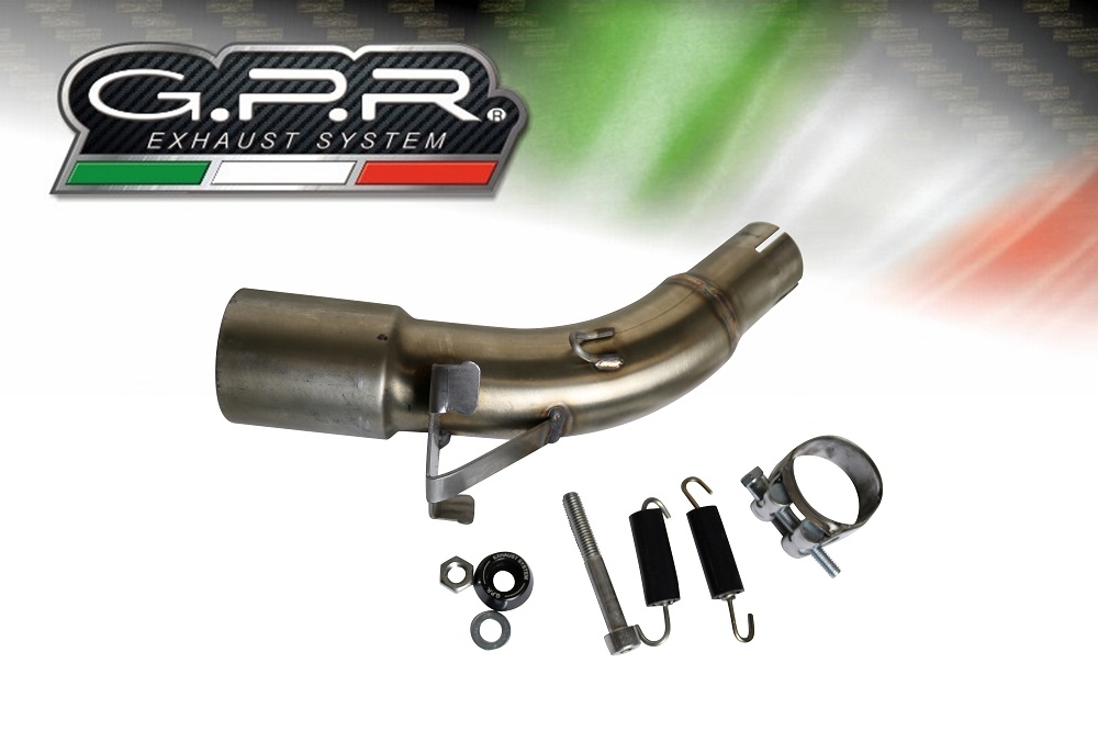 Exhaust system compatible with Kawasaki Z 125 2021-2023, GP Evo4 Poppy, Homologated legal slip-on exhaust including removable db killer and link pipe 