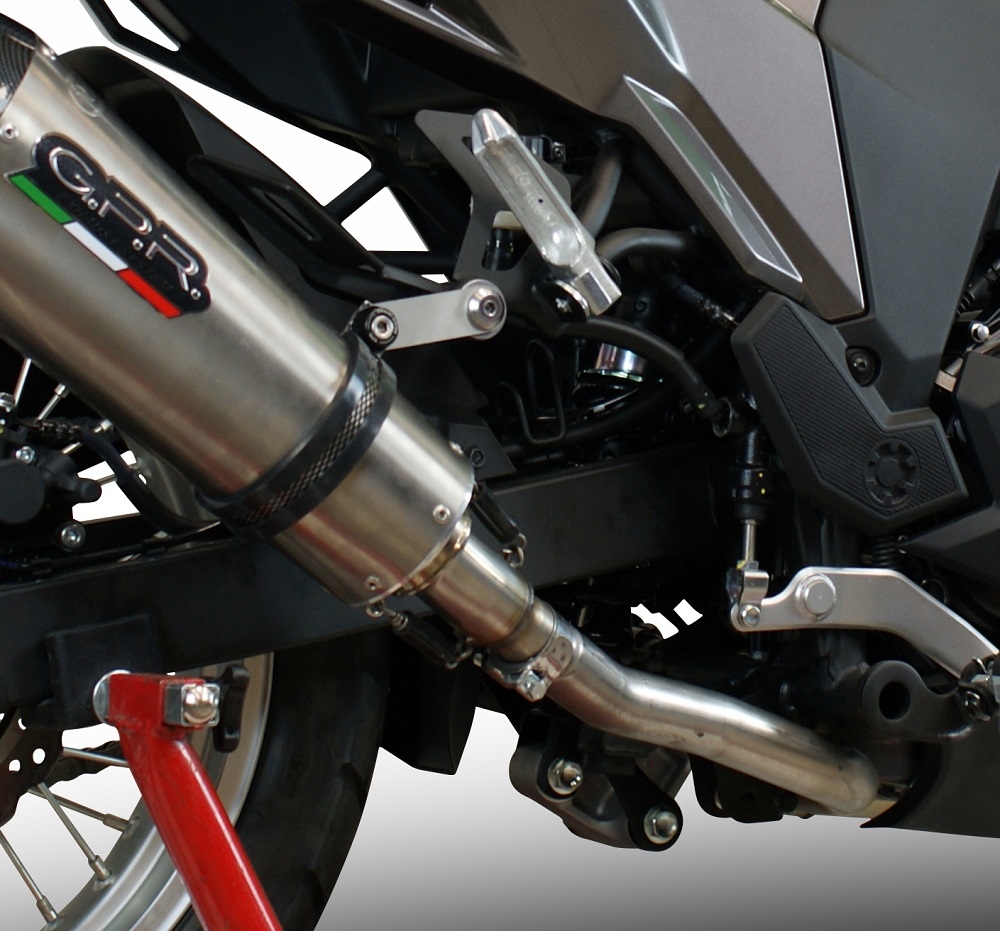 Exhaust system compatible with Kawasaki Versys-X 300 2022-2023, GP Evo4 Poppy, Homologated legal slip-on exhaust including removable db killer, link pipe and catalyst 