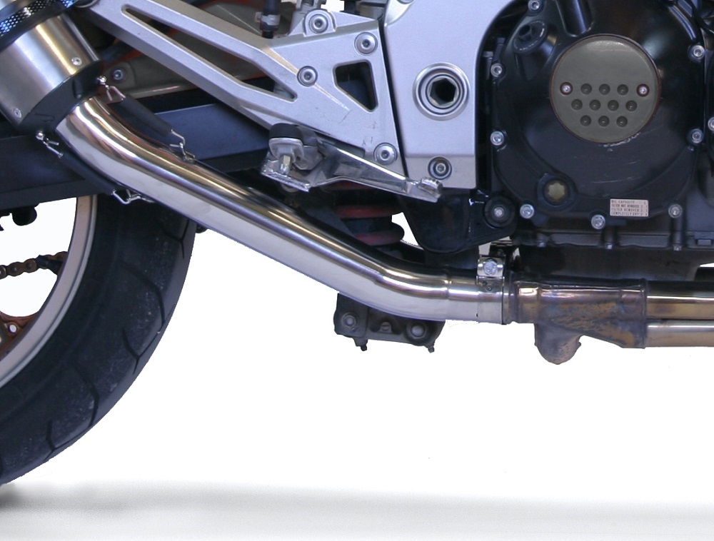 Scarico compatibile con Kawasaki Z1000 2003-2006, Furore Nero, Coppia di terminali di scarico omologati, forniti con db killer removibili e raccordi specifici