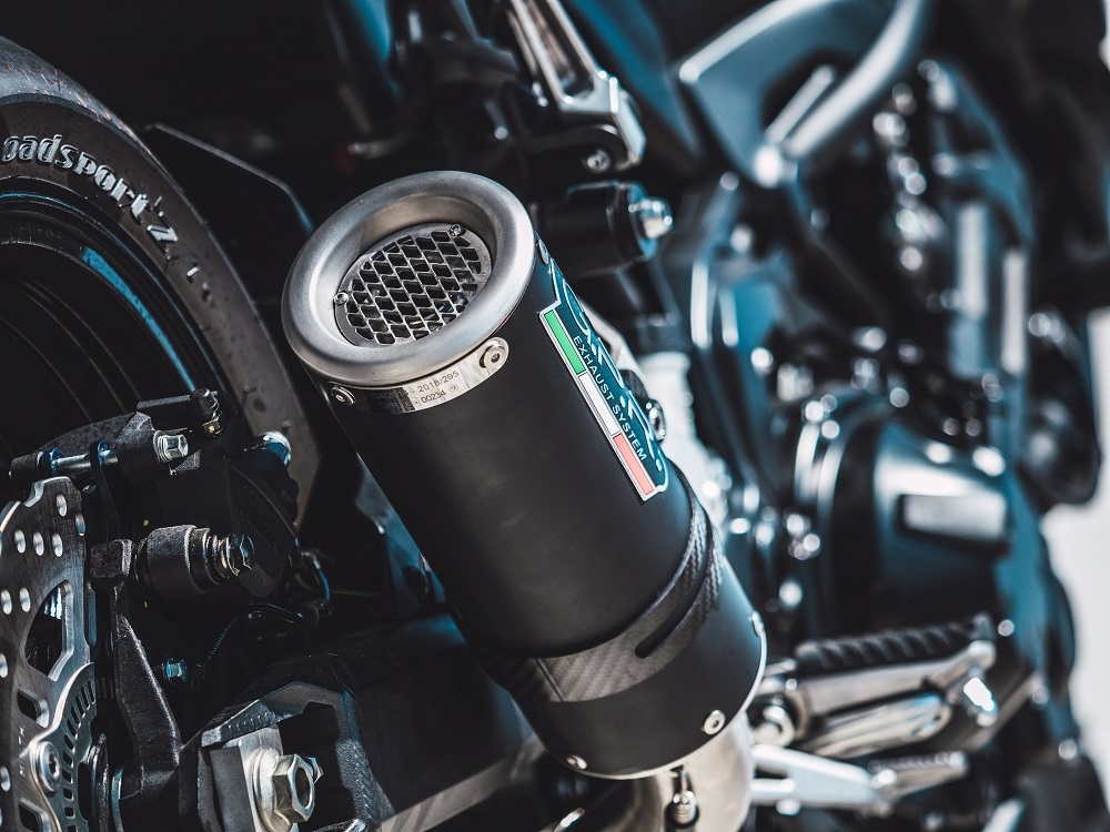 Exhaust compatible with Kawasaki Z 900 2017-2019, M3 Black Titanium, Homologated legal slip-on exhaust including removable db killer and link pipe 