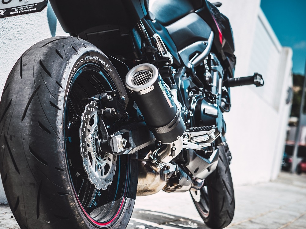 Exhaust compatible with Kawasaki Z 900 2017-2019, M3 Black Titanium, Homologated legal slip-on exhaust including removable db killer and link pipe 