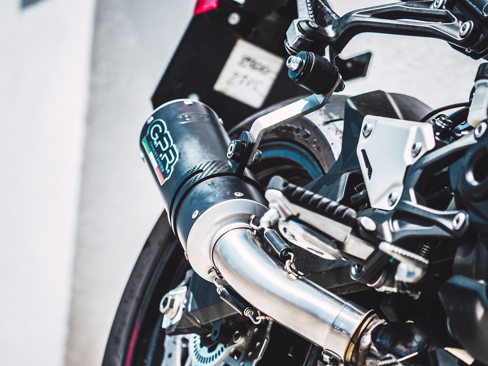 Exhaust compatible with Kawasaki Z 900 2017-2019, M3 Black Titanium, Homologated legal slip-on exhaust including removable db killer and link pipe 