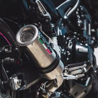 Exhaust compatible with Kawasaki Z 900 2017-2019, M3 Inox , Homologated legal slip-on exhaust including removable db killer and link pipe 