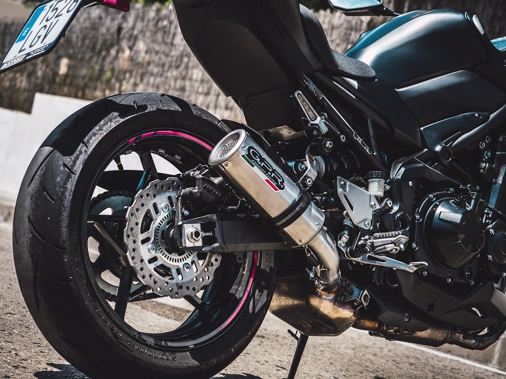 Exhaust compatible with Kawasaki Z 900 2017-2019, M3 Inox , Homologated legal slip-on exhaust including removable db killer and link pipe 