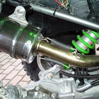 Exhaust system compatible with Kawasaki Kfx 700 2004-2011, Furore Nero, Homologated legal full system exhaust including dual silencers and removable db killers 