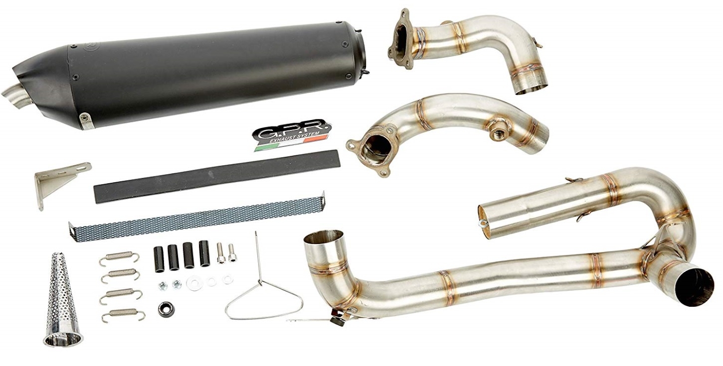 Exhaust system compatible with Ktm Rc 8 R 2008-2014, Gpe Ann. Black titanium, Homologated legal full system exhaust, including removable db killer and catalyst 