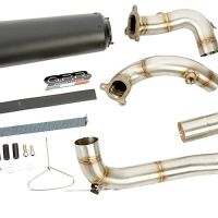 Exhaust system compatible with Ktm Rc 8 R 2008-2014, Gpe Ann. Black titanium, Homologated legal full system exhaust, including removable db killer and catalyst 