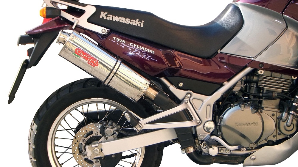 Scarico compatibile con Kawasaki Kle 500 1991-2007, Trioval, Scarico omologato, silenziatore con db killer estraibile e raccordo specifico