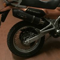 Scarico compatibile con Kawasaki Kle 500 1991-2007, Furore Nero, Scarico omologato, silenziatore con db killer estraibile e raccordo specifico