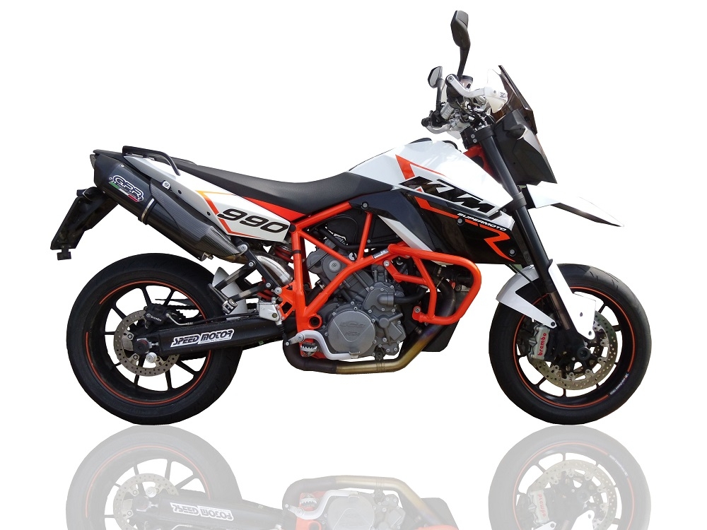Scarico GPR compatibile con  Ktm Lc8 990 Adventure - R - DAKAR  2006-2014, Furore Nero, Coppia di silenziatori di scarico omologati, con flangia specifica, con db killer estraibili