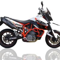 Scarico compatibile con Ktm LC8 Supermoto 950 2005-2008, Furore Nero, Coppia di silenziatori di scarico omologati, con flangia specifica, con db killer estraibili