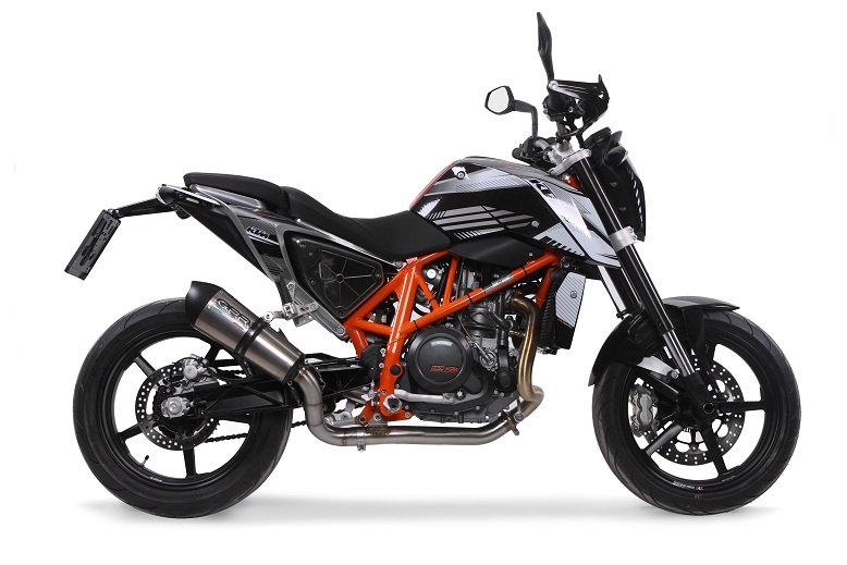 Scarico compatibile con Ktm Duke 690 2017-2020, GP Evo4 Titanium, Scarico omologato, silenziatore con db killer estraibile e raccordo specifico