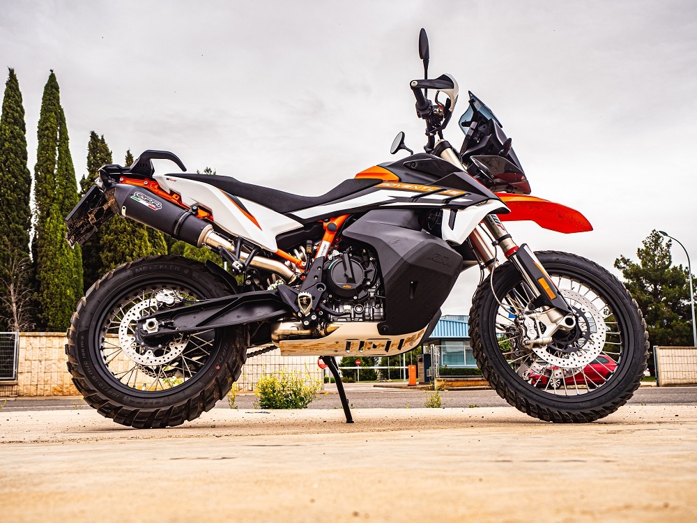 Scarico compatibile con Ktm Adventure 890 2020-2024, GP Evo4 Black Titanium, Scarico omologato, silenziatore con db killer estraibile e raccordo specifico